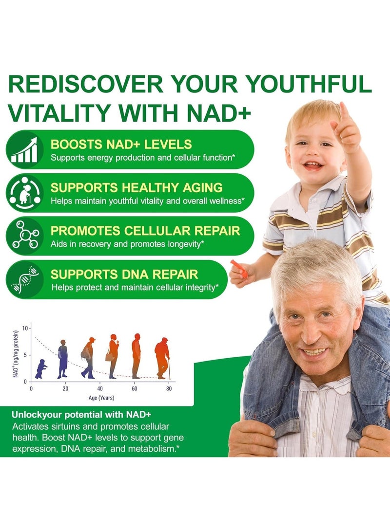 TKTALKER NAD Supplement 2000 Mg - 120 Capsules True NAD & Resveratrol, NMN Alternative Liposomal NAD+ for Women & Men, Support Cellular Health, Stamina & Healthy Aging - Ultra Strength Capsules - Image 5